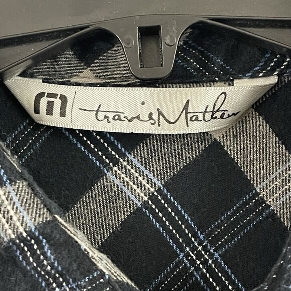 Travis Mathew Braden Flannel Button Up Shirt Mens Large Blue Plaid Soft Feel - Picture 2 of 10